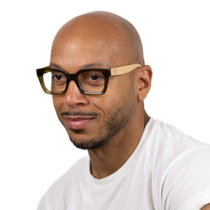 ZAHRA KHAKI l Wooden Blue Light Magnifying Reader - Soek Fashion Eyewear Europe