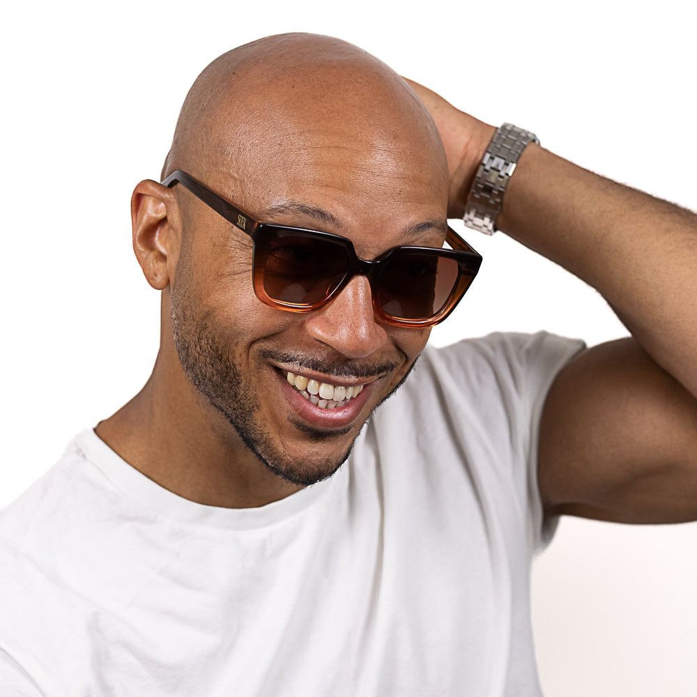 HARPER OMBRE BROWN - Bio Acetate Gradient Pink Frame l Brown Graduated Polarised Lens - Soek Fashion Eyewear Europe