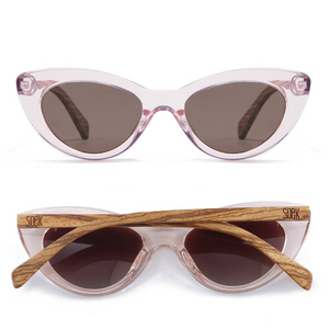 SAVANNAH BLUSH PINK Clear Pink l  Walnut Wood Arms - Soek Fashion Eyewear Europe