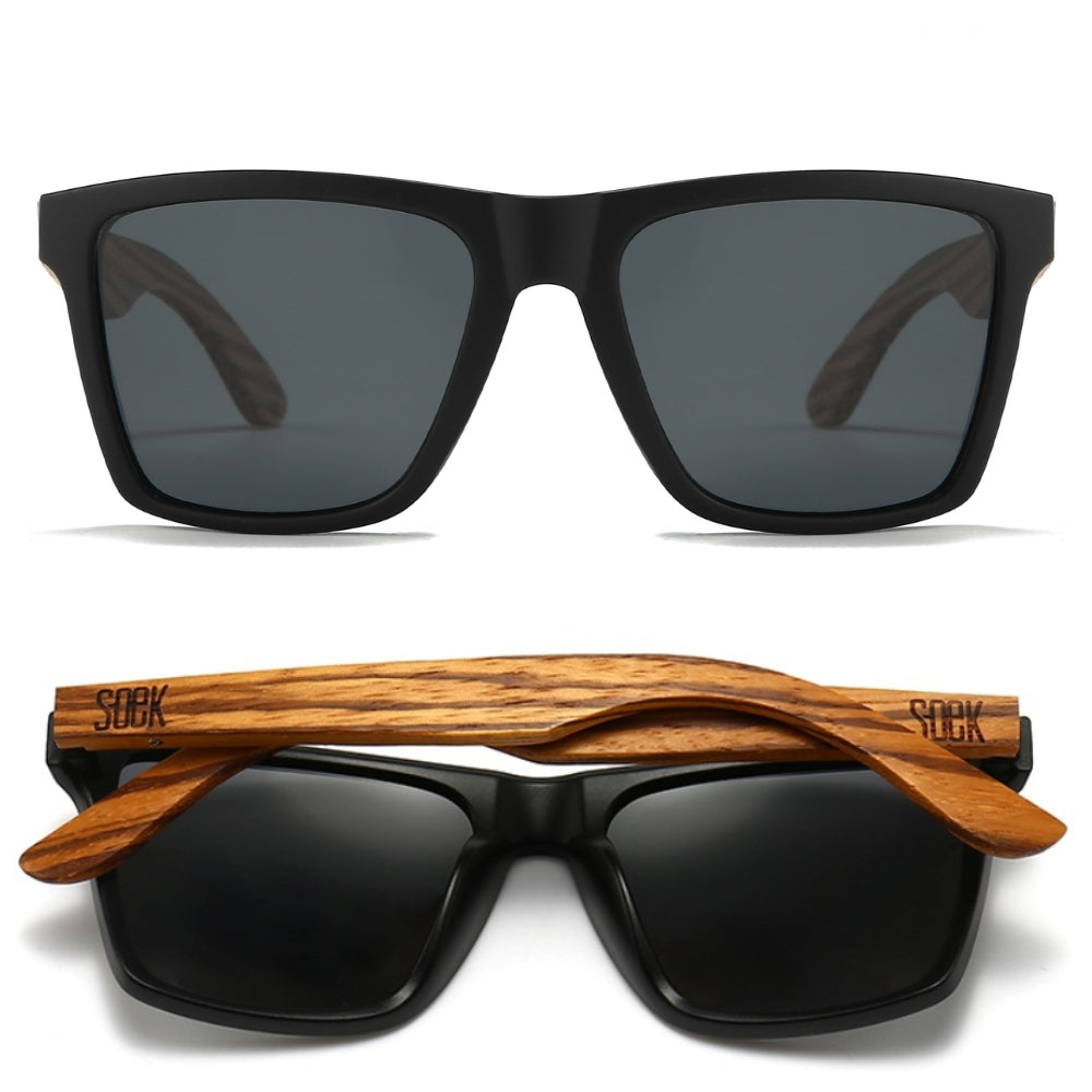 DALTON  Black Sunglasses l Black Lens l Walnut Arms - Soek Fashion Eyewear Australia