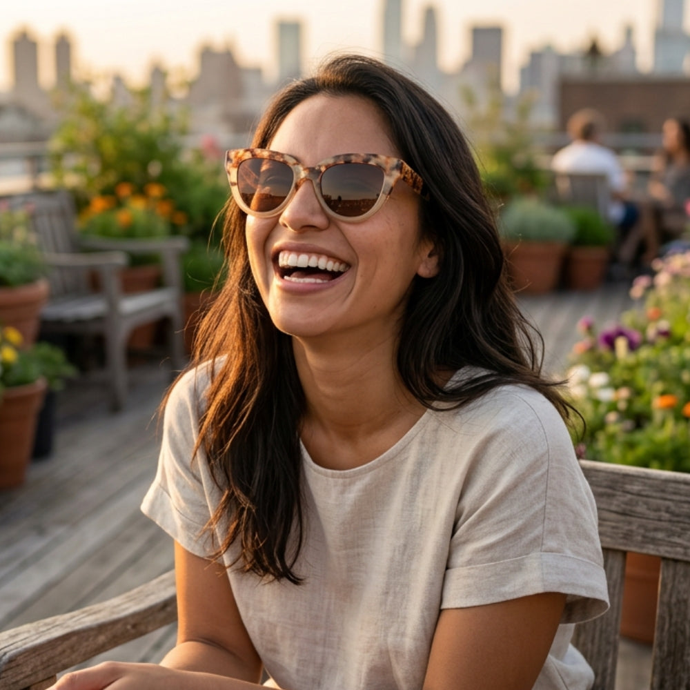 FLUTTER Desert Tort l Sunglasses l Brown Lens l White Maple Arms - Soek Fashion Eyewear Europe