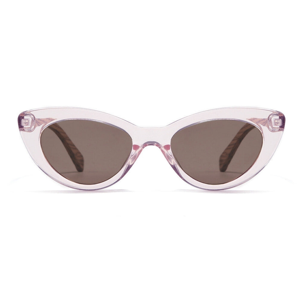SAVANNAH BLUSH PINK Clear Pink l  Walnut Wood Arms - Soek Fashion Eyewear Australia
