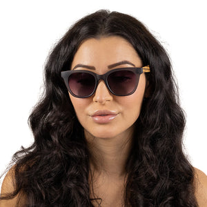 LILA GRACE CHARCOAL GREY l Black Gradient Lens l Walnut Arms - Soek Fashion Eyewear Europe