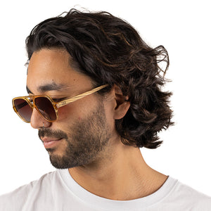 BILLY CLEAR BROWN  Brown Gradient Lens l Walnut Wood Arms - Soek Fashion Eyewear Europe