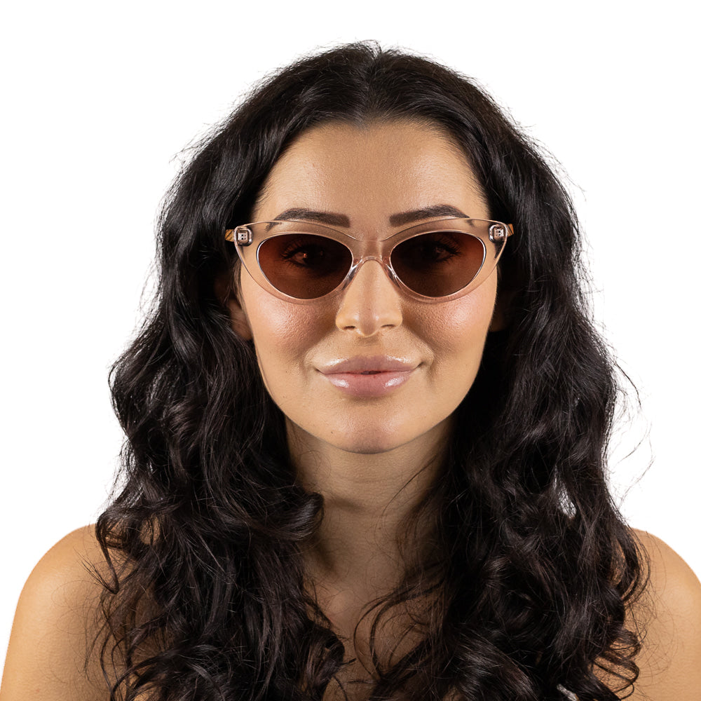 SAVANNAH BLUSH PINK Clear Pink l  Walnut Wood Arms - Soek Fashion Eyewear Europe