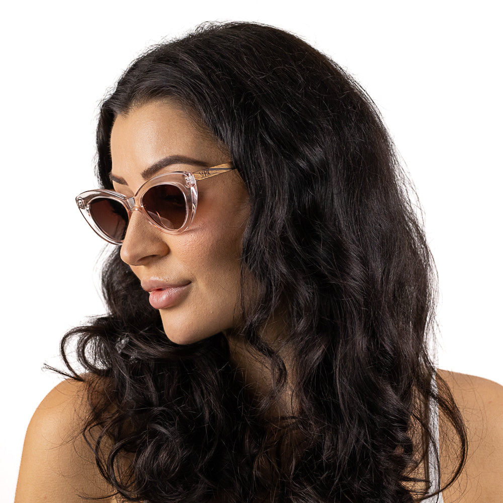 SAVANNAH BLUSH PINK Clear Pink l  Walnut Wood Arms - Soek Fashion Eyewear Europe