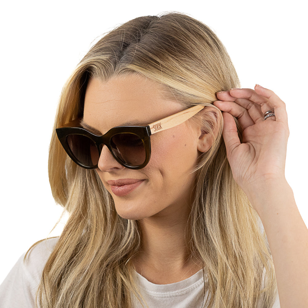 MILLA KHAKI Khaki Gradient Lens l White Maple Arms - Soek Fashion Eyewear Europe